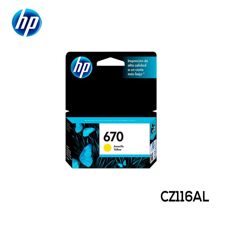 Tinta HP CZ116AL (670) Yellow Capacidad Estándar Original