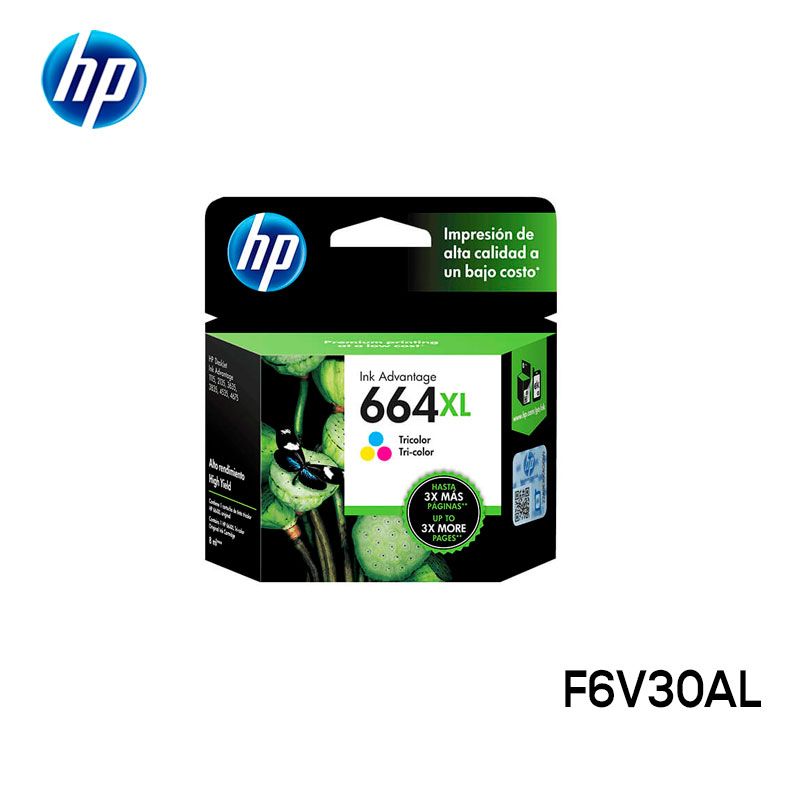 Tinta HP F6V30AL (664XL) Tricolor Mayor Capacidad Original